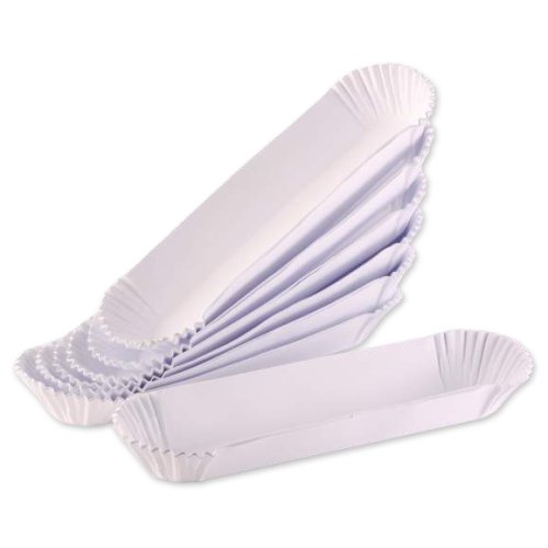 200x Hot Dog Paper Food Trays White 25cm x 4cm