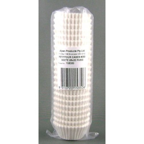 500x Patty Pans Cupcake Muffin Petit Four Cases Liners White 30mm x 20mm #350