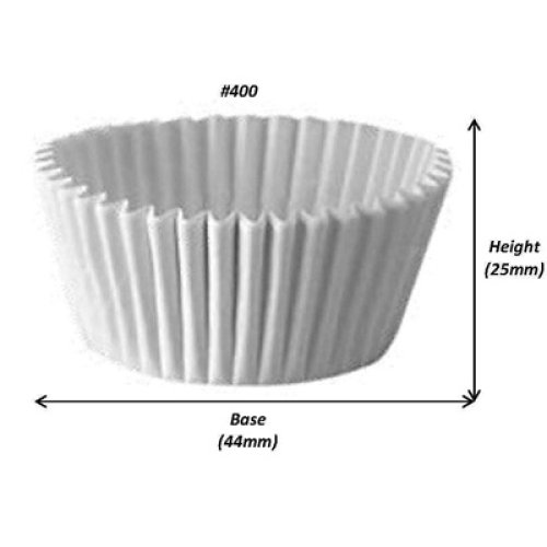 500x Patty Pans Cupcake Muffin Petit Four Cases Liners White 45mm x 25mm #400