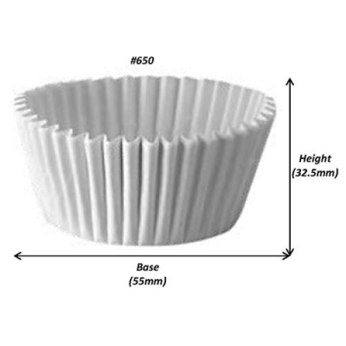 500x Patty Pans Cupcake Muffin Petit Four Cases Liners White 55mm x 32.5mm #650