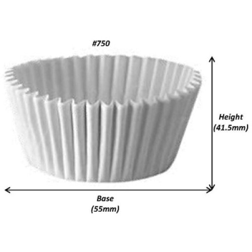 500x Patty Pans Cupcake Muffin Petit Four Cases Liners White 55mm x 40mm #750