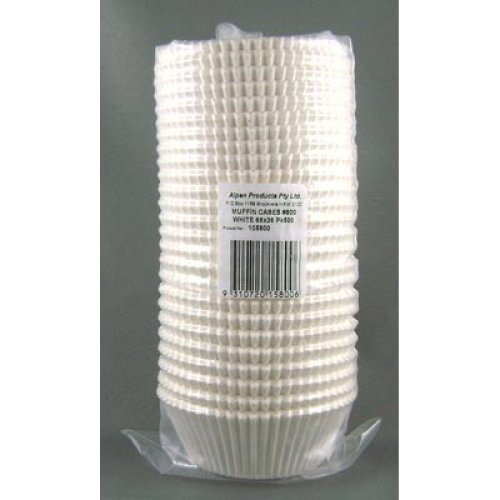 500x Patty Pans Cupcake Muffin Petit Four Cases Liners White 65mm x 34mm #800