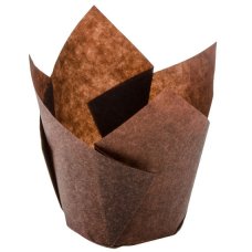 250x Tulip Muffin Cupcake Cases Liners Wraps Baking Party Brown 6cm x 3cm