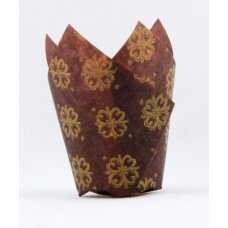 250x Tulip Muffin Liners - Brown Gold Print, 6cm x 3cm Cupcake Cases, Baking Wraps