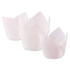 250x Tulip Muffin Liners - White, 9cm x 6cm Cupcake Cases, Baking Wraps
