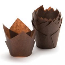 250x Tulip Muffin Cupcake Cases Liners Wraps Baking Party Brown 9/5cm x 6cm