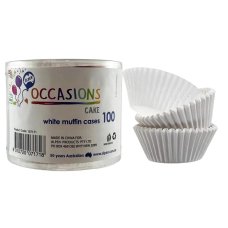 1,200x Patty Pans Cupcake Muffin Petit Four Cases Liners White 55mm x 29.5mm