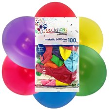 100x Balloons Metallic Multi Coloured 30cm
