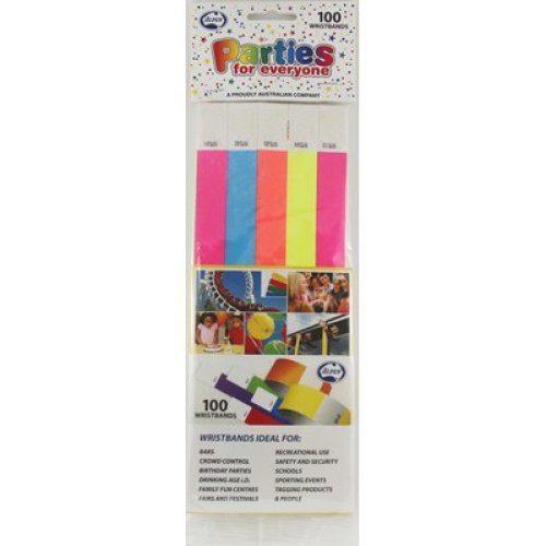 100x Wristbands Multi Coloured Armbands Parties Festivals Water Resistant
