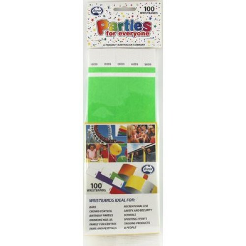 100x Wristbands Lime Green Armbands Parties Festivals Water Resistant