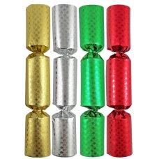 100x 8inch Foil Christmas Bon Bons in Red, Green, Gold & Silver Star Emboss