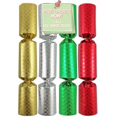 100x 8inch Foil Christmas Bon Bons in Red, Green, Gold & Silver Star Emboss