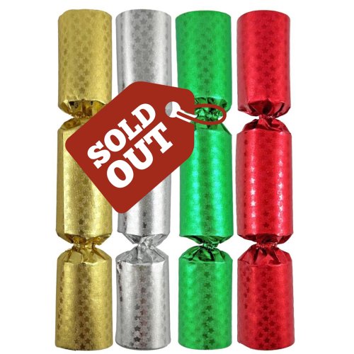 100x 8inch Foil Christmas Bon Bons in Red, Green, Gold & Silver Star Emboss
