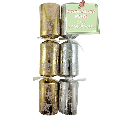 50x 10 inch Foil Board Christmas Bon Bons in Gold and Silver