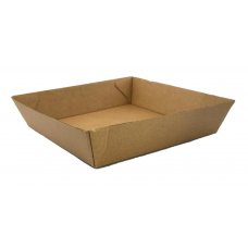 250x Paper Food Trays Carboard Brown Corrugated Compostable Kraft 18cm x 18cm x 4.5cm #2
