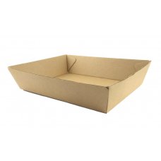 250x Paper Food Trays Carboard Brown Corrugated Compostable Kraft 18cm x 13.5cm x 4.5cm #3