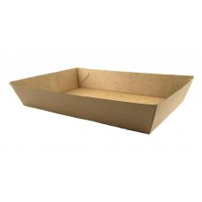 250x Paper Food Trays Carboard Brown Corrugated Compostable Kraft 22.5cm x 15.2cm x 4.5cm #4