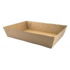100x Paper Food Trays Carboard Brown Corrugated Compostable Kraft 25.2cm x 17.9cm x 5.8cm #5