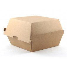250x Burger Box Paper Food Trays Carboard Brown Corrugated Composatable Kraft 12cm x 10.5cm x 8cm