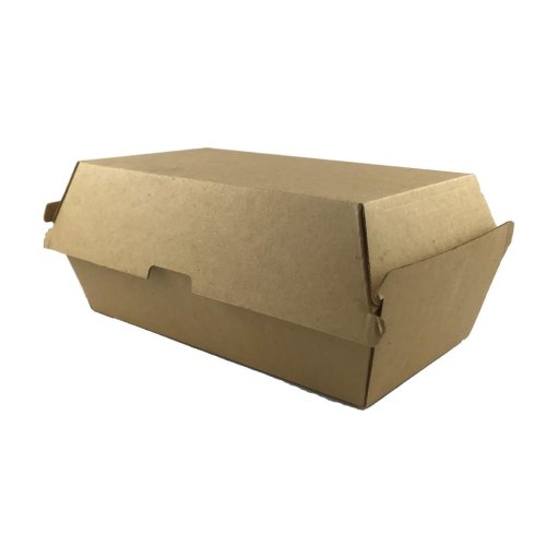 200x Paper Food Trays Medium Chips Snacks Dinner Box Carboard Brown Corrugated Composatable Kraft 17.6cm x 9.1cm x 8cm