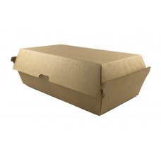 200x Paper Food Trays Large Chips Snacks Dinner Box Carboard Brown Corrugated Composatable Kraft 21cm x 10.8cm x 8cm