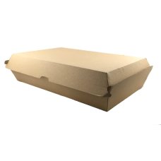 100x Paper Food Trays Large Chips Snacks Dinner Box Carboard Brown Corrugated Composatable Kraft 29cm x 17cm x 8.5cm