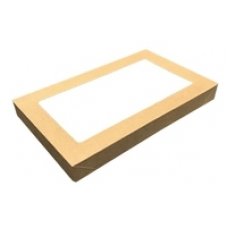 100x Catering Tray Lids X Small Carboard Brown Kraft Recyclable 25cm x 15cm x 3cm