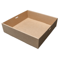 100x Catering Tray Bases Small Carboard Brown Kraft Recyclable 22.5cm x 22.5cm x 8cm