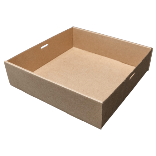 100x Catering Tray Bases Small Carboard Brown Kraft Recyclable 22.5cm x 22.5cm x 6cm