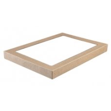100x Catering Tray Lids Small Carboard Brown Kraft Recyclable 22.5cm x 22.5cm x 3cm