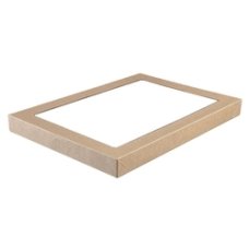 100x Catering Tray Lids Small Carboard Brown Kraft Recyclable 22.5cm x 22.5cm x 3cm