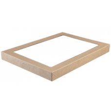 100x Catering Tray Lids Medium Carboard Brown Kraft Recyclable 35.9cm x 25.2cm x 3cm
