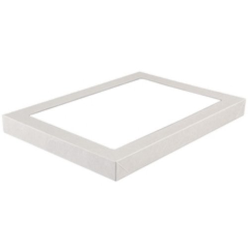 100x Catering Tray Lid WHITE MEDIUM 359 x 252 x 80mm