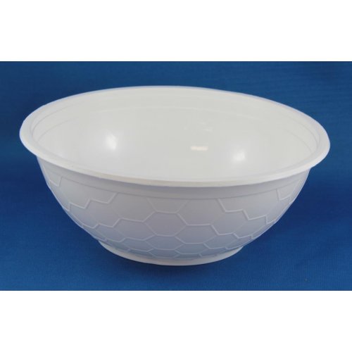 36 Oz. Disposable Plastic White Diamond Party Noodle Soup Bowls
