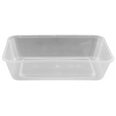 500x Takeaway Plastic Food Storage Containers Disposable Rectangle 500ml Plastic Clear