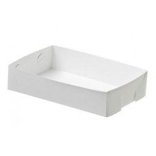 200x Paper Food Trays Large White Cardboard Chips Seafood Snacks 23.5cm x 15cm x 5cm 