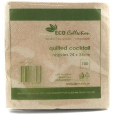 2,000x Napkins ECO Brown 24cm Quilted Cocktail Lunch Snacks Coasters