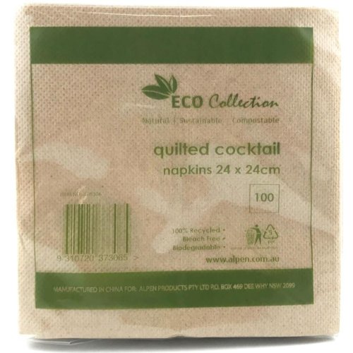 2,000x Napkins ECO Brown 24cm Quilted Cocktail Lunch Snacks Coasters