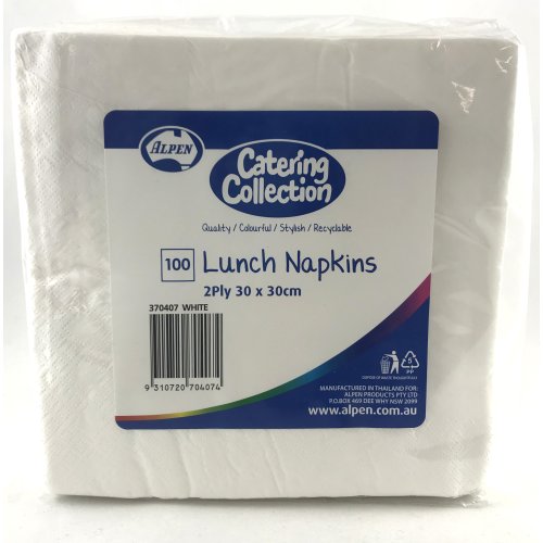 2,000x Napkins White Cocktail Lunch Snacks Coasters 2ply 30cm x 30cm