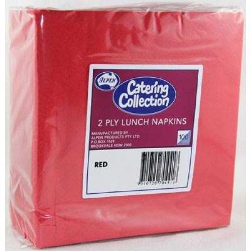 2,000x Napkins Red Lunch Dinner Picnic Snacks 2ply 30cm x 30cm