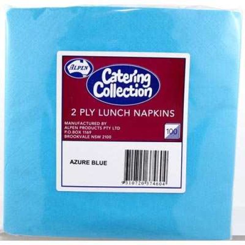 2,000x Napkins Azure Blue Lunch Dinner Picnic Snacks 2ply 30cm x 30cm