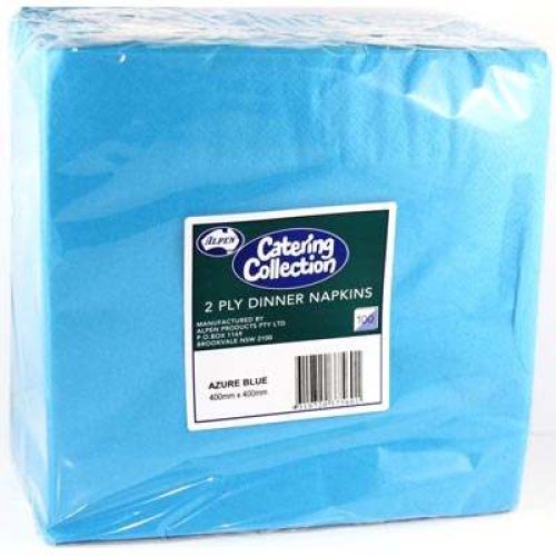 1,000x Napkins Azure Blue Dinner Lunch Picnic Snacks 2ply 40cm x 40cm