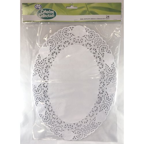 288x Doily Oval White Laced Doyley Placemat 35.5cm x 26cm (10.25inch x 14inch)