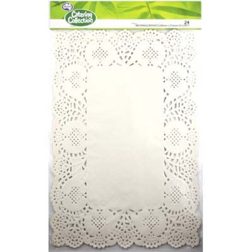 288x Doily Rectangle White Laced Doyley Placemat 36.8cm x 25.6cm (10inch x 14.5inch)