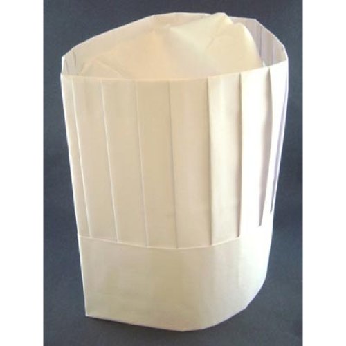 Chef Hat 9in 23cm Paper Vertical Pleat White P10x10