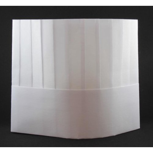 Chef Hat 8in 20cm Viscose Vertical Pleat White P10x10