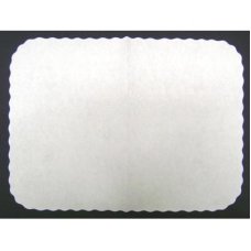 1,000x Traycover Paper White 48.2cm Scalloped Table Top 482mm x 355mm