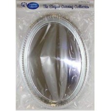 8x Platter Silver Plates Oval Plastic Reusable 38cm x 28cm