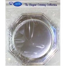 8x Platter Silver Plates Round Octagonal 30cm Plastic Reusable