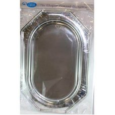 8x Platter Silver Plates Large Rectangle Octagonal Plastic Reusable 55cm x 38cm